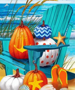 Summer Beach And Pumpkins Paint By Numbers
