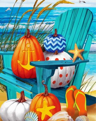 Summer Beach And Pumpkins Paint By Numbers