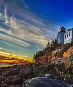 Sunrise At Bass Harbor Lighthouse Paint By Numbers