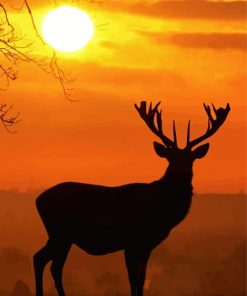 Red Deer Sunrise Silhouette Paint By Numbers