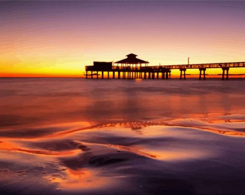 Sunset At Fort Myers Beach Paint By Numbers