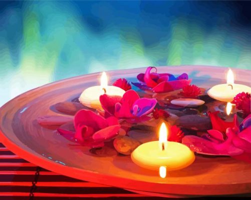 Tea Light With Flowers Paint By Numbers