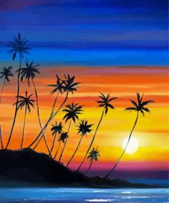 Palm Tree Silhouette Art Paint By Numbers