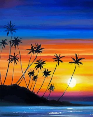 Palm Tree Silhouette Art Paint By Numbers