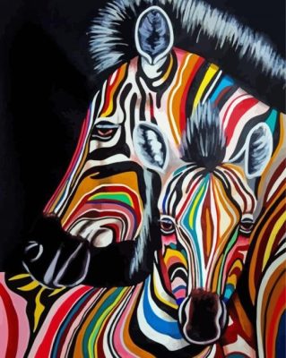 Two Adorable Colorful Zebra Paint By Numbers