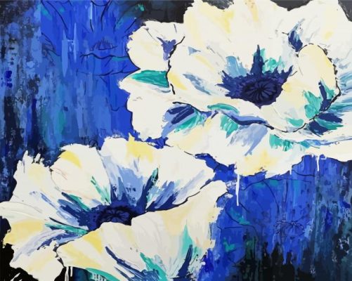 White Poppies Flowers Paint By Numbers