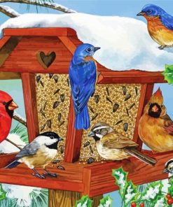Winter Bird Feeder Paint By Numbers