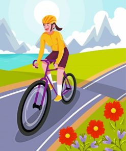 Girl Riding Bike Illustration Paint By Numbers