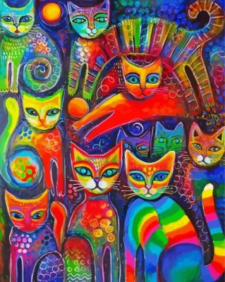 Abstract Rainbow Cats Art Paint By Numbers