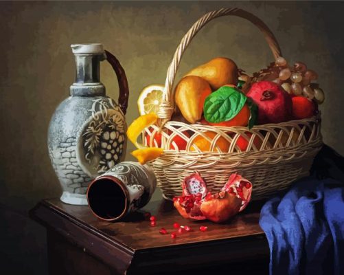 Aesthetic Fruits Basket Still Life Paint By Numbers