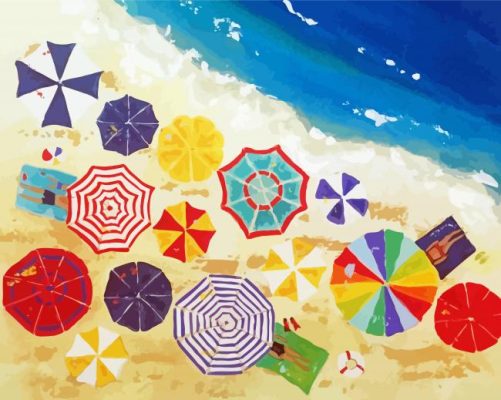 Aesthetic Beach Umbrellas Art Paint By Numbers