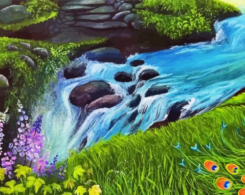 Aesthetic River Waterfall Art Paint By Numbers