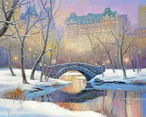 Aesthetic Winter Central Park Art Paint By Numbers