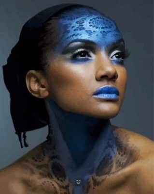 African Lady With Blue Lips Paint By Numbers