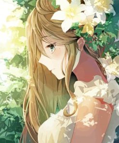 Anime Lady With Flowers In Hair Paint By Numbers