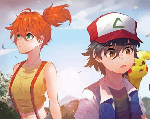 Anime Pokemon Misty And Ash Paint By Numbers