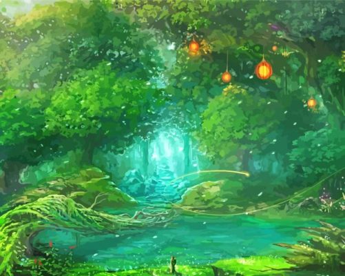 Beautiful Fantasy Forest Garden Paint By Numbers