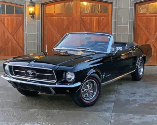 Black 1967 Ford Mustang Convertible Paint By Numbers