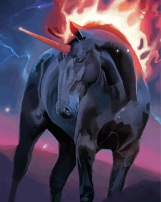 Black Fire Unicorn Paint By Numbers