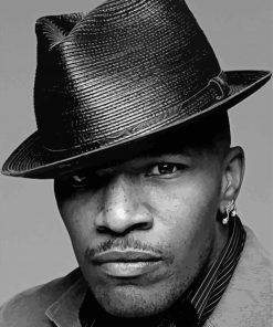 Black And White Jamie Foxx In Hat Paint By Numbers