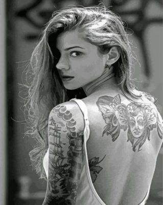 Black And White Tattooed Woman Paint By Numbers