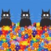 Black Cats With Flowers Illustration Paint By Numbers