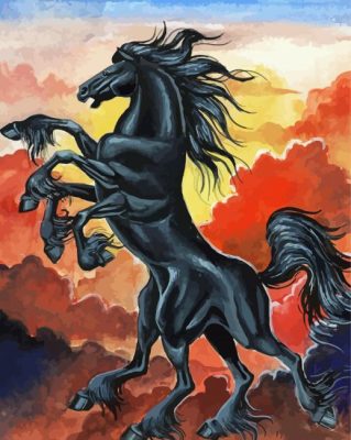 Black Sleipnir Horse Paint By Numbers