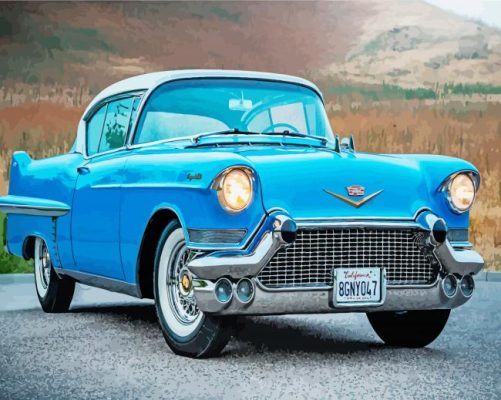 1950s Blue Cadillac Paint By Numbers