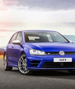Blue Golf R VW Car Sunset Paint By Numbers