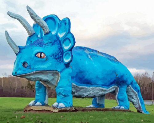 Blue Triceratops Paint By Numbers