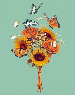 Butterflies And Flower Bouquet Art Paint By Numbers