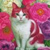 Cat In Gardens With Flowers Paint By Numbers