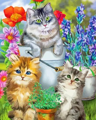 Cats In Garden Paint By Numbers