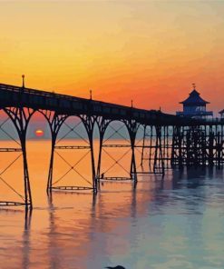 Clevedon Pier Sunset Silhouette Paint By Numbers