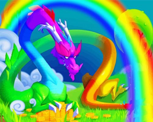 Colorful Rainbow Dragon Paint By Numbers