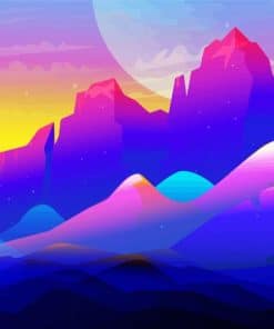 Colorful Mountain Cartoon Paint By Numbers