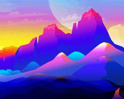 Colorful Mountain Cartoon Paint By Numbers