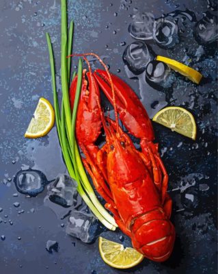 Crayfish With Lemons And Ice Cubes Paint By Numbers