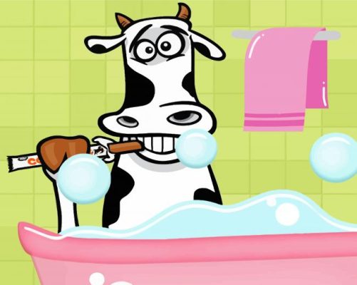 Cow In Bathtub Paint By Numbers