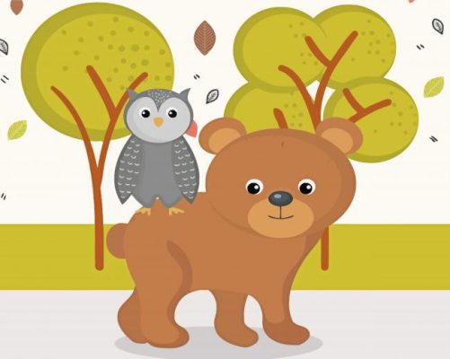 Bear And Owl Paint By Numbers