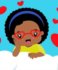 Black Girl With Heart Glasses Paint By Numbers