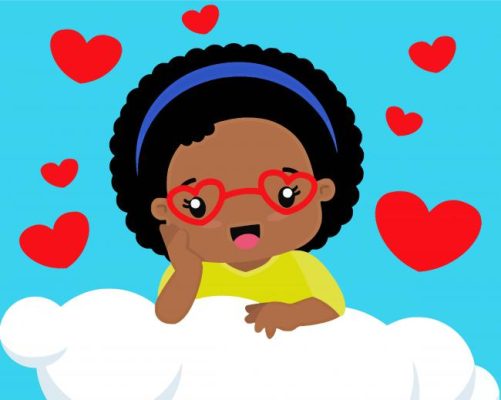 Black Girl With Heart Glasses Paint By Numbers