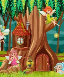 Fairies In Fantasy Forest Garden Paint By Numbers