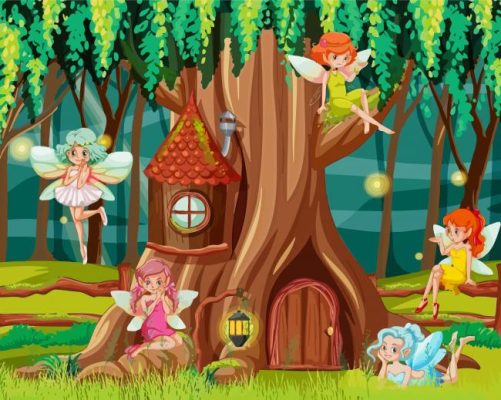 Fairies In Fantasy Forest Garden Paint By Numbers