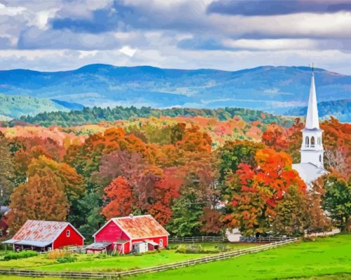 Farm New England In The Fall Paint By Numbers