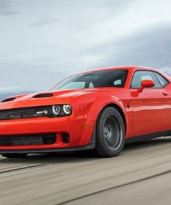 Fast Red Dodge Challenger Scat Paint By Numbers