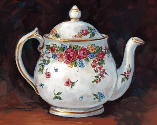 Victorian Floral Teapot Art Paint By Numbers