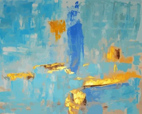 Abstract Blue Gold Light Paint By Numbers