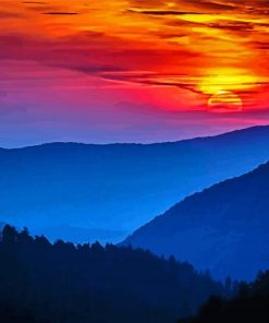 Great Smoky Mountains Silhouette At Sunset Paint By Numbers