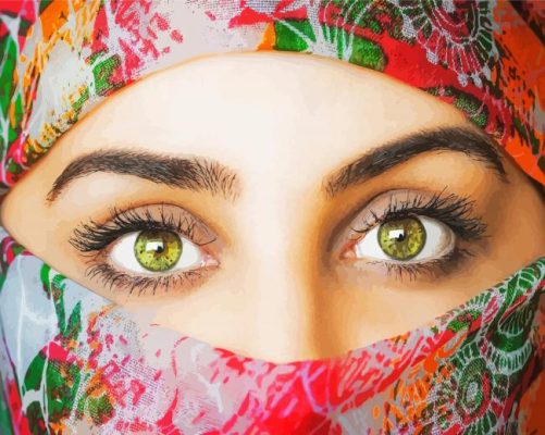 Arab Woman Green Eyes Paint By Numbers